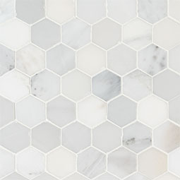 Arabescato Carrara 2" Hexagon Mosaic Tile