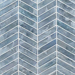 Blue Shimmer Chevron Glass Tile