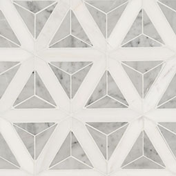 Carrara White Faceted Geometric Tile