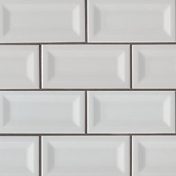 Handmade 4x8 Smoke Gray Crackled Beveled Glossy Subway Tile
