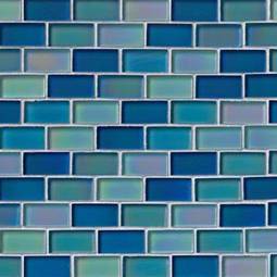 Iridescent Blue Blend Glass Brick Pattern