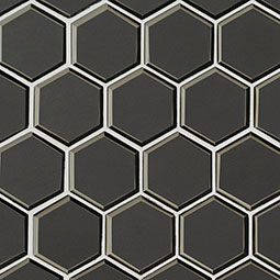 Metallic Gray Beveled 3" Hexagon Mosaic Tile