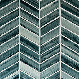 Midnight Blue Ombre Chevron Glass Tile