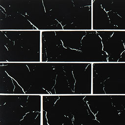 Nero Marquina Glass Subway Tile