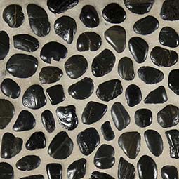 Polished Black Pebbles Meshed 12x12