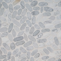 Sliced Carrara White Pebbles Mosaic Tile Thumb