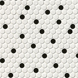 White and Black Glossy Penny Round