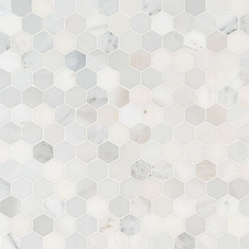 Arabescato Carrara 2" Hexagon Honed Variation