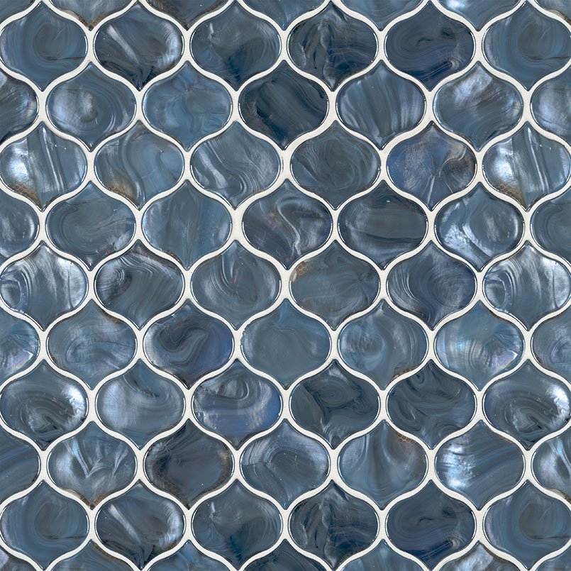 1=1 Box Blue Shimmer Arabesque Glass Mosaic Tile Pattern-MSI 1=7.1 SF