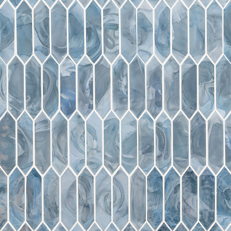 Blue Shimmer Picket Glass Tile variation