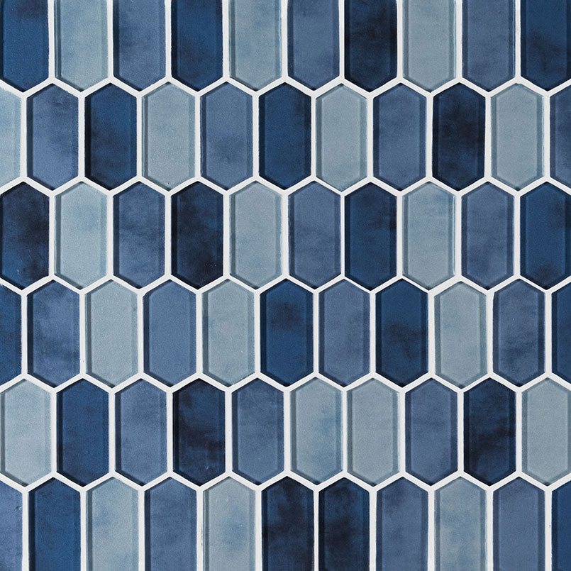 Boathouse Blue Picket Glass Tile variation