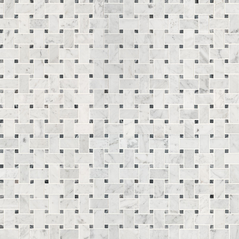 Carrara White Basketweave Pattern Honed Variation