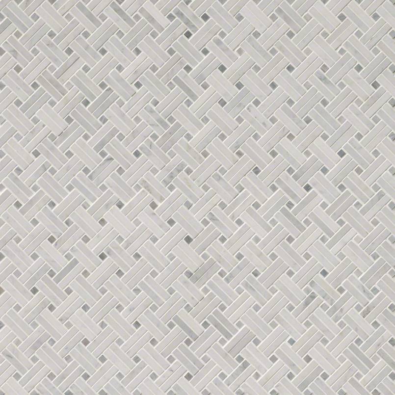 Carrara White Basketweave Pattern Polished Variation