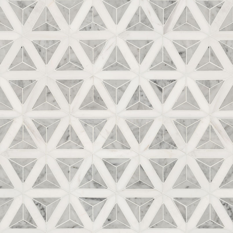 Carrara White Faceted Polished Variation