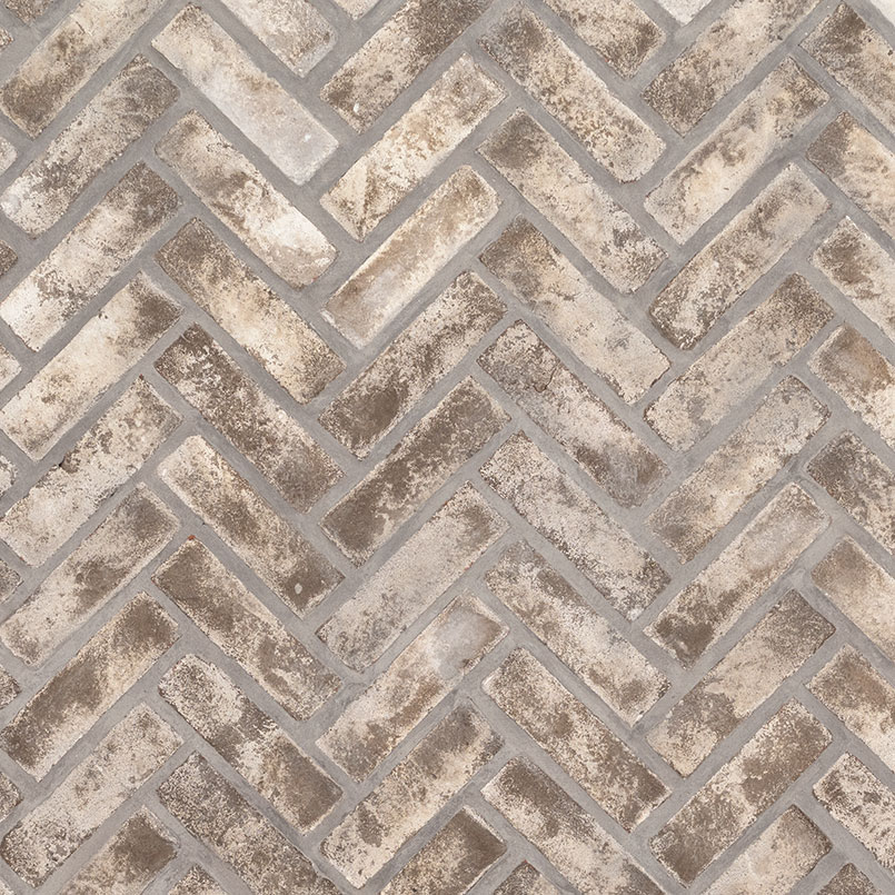 Doverton Gray Clay Brick Tile - Herringbone swatch