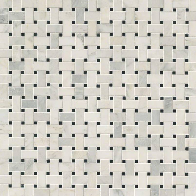 Greecian White Basketweave Pattern Polished Tile Variation