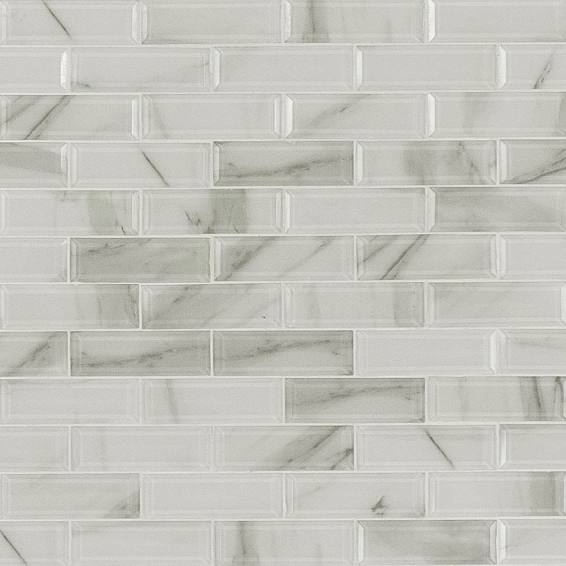 Ivory Amber Beveled Subway Tile variation
