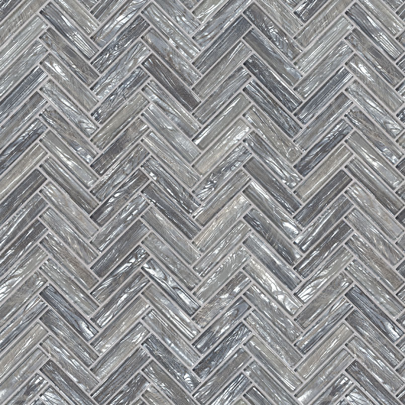 Shimmering Silver Herringbone Tile variation