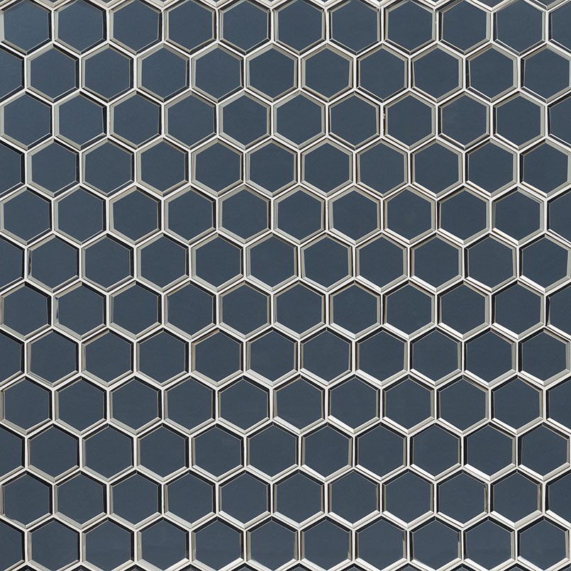 Vague Blue 3" Hexagon Mosaic Tile variation