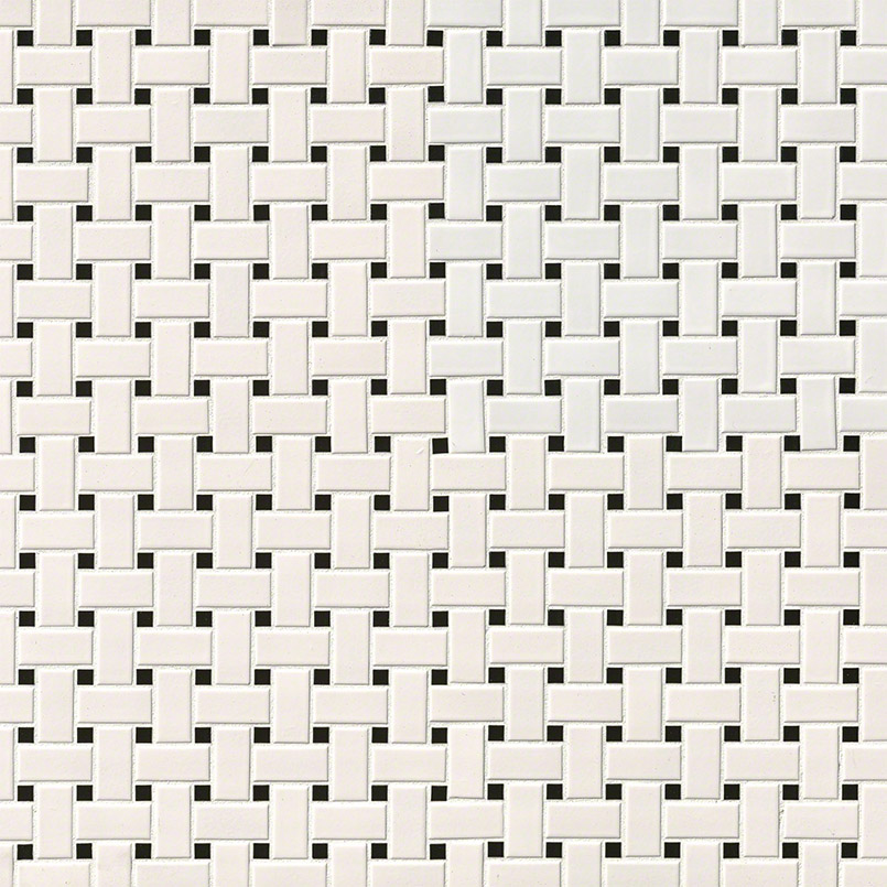 White and Black Basket Weave Mosaic Tile Variations