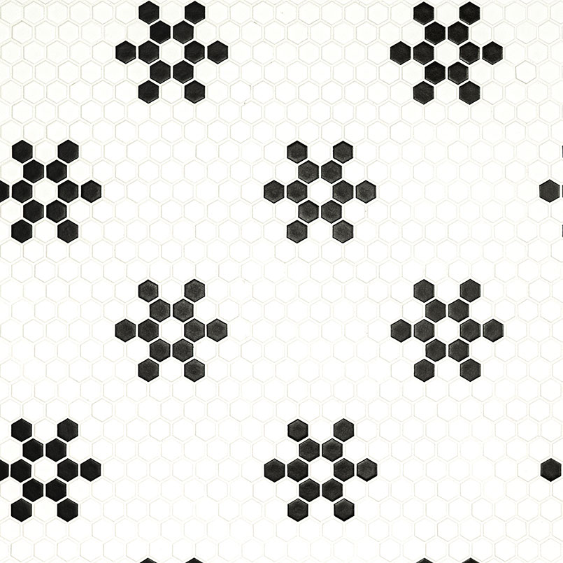 White & Black Mod Petal Pattern Matte
