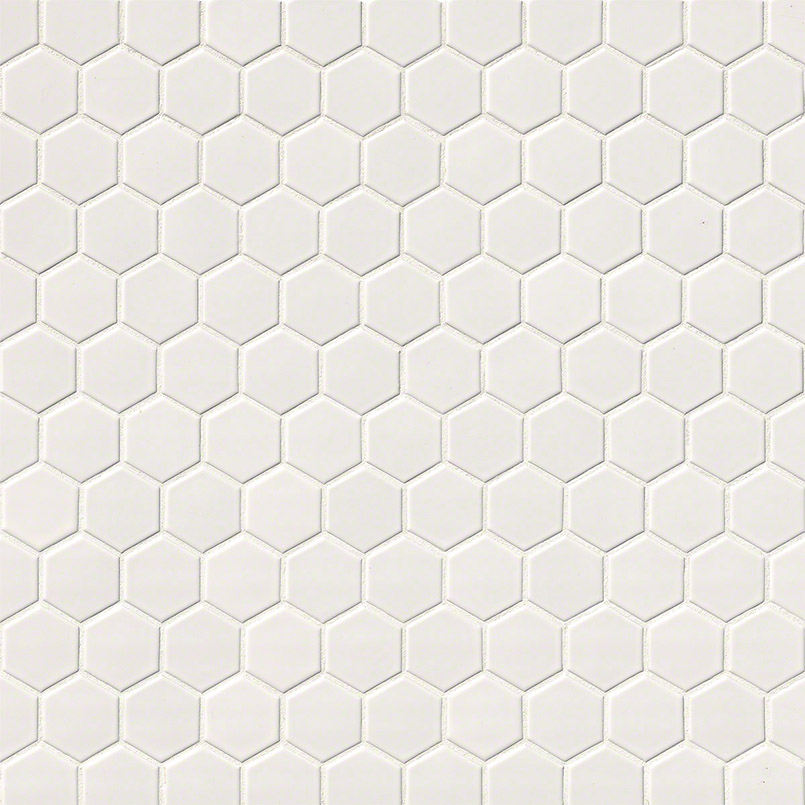 White Glossy 2X2 Hexagon Mosaic