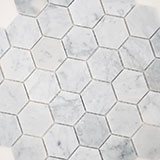 Carrara White 2" Hexagon Honed
