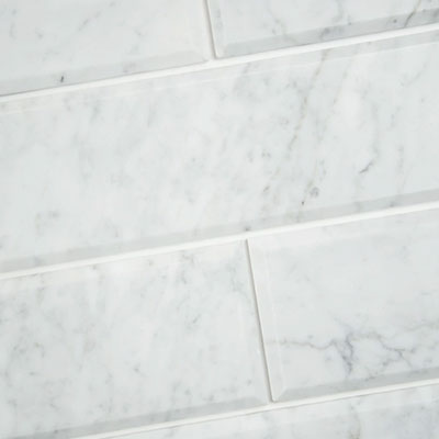 Carrara White Subway Tile Polished Beveled 4x12