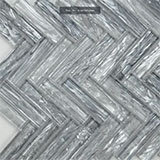 Shimmering Silver Herringbone 8mm