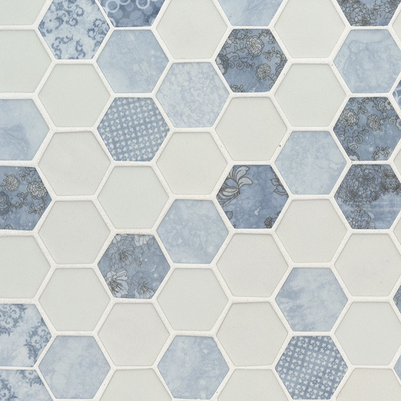 Vista Azul Hexagon Glass Tile Backsplash Glass Mosaic Tiles