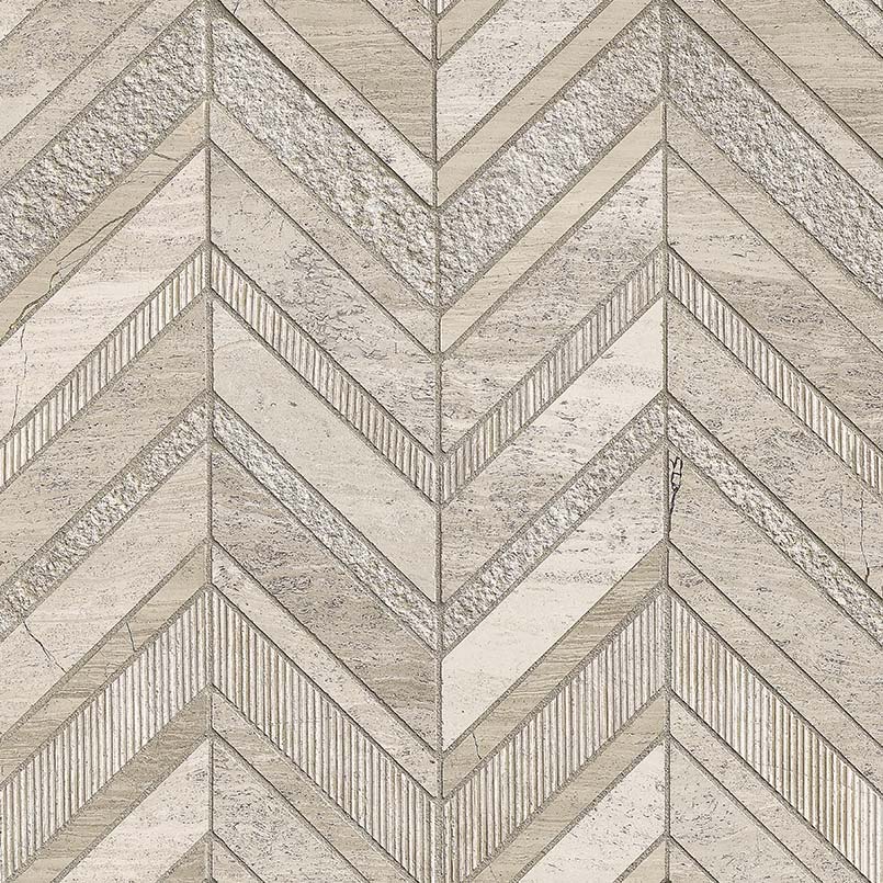 White Quarry Chevron Pattern Marble Backsplash Tile