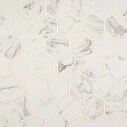 Arabescato Carrara Marble Hexagon Bathroom Tile - Hex Tile