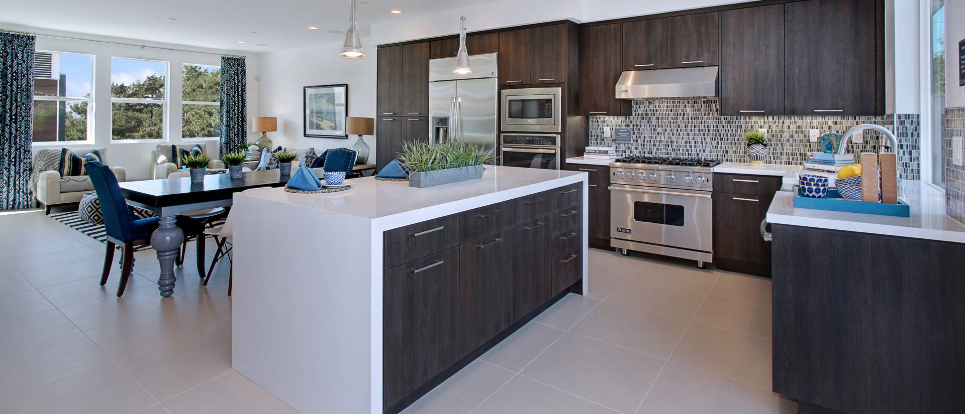 Arctic white quartz countertop in a spacious kitchen with natural light