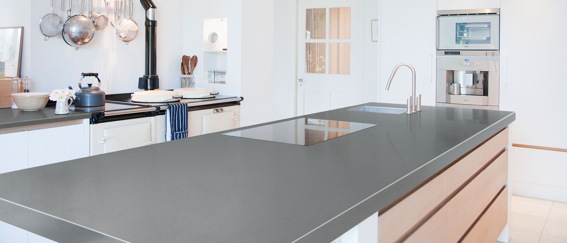 Mirano Gray Quartz countertop in a stylish modern kitchen