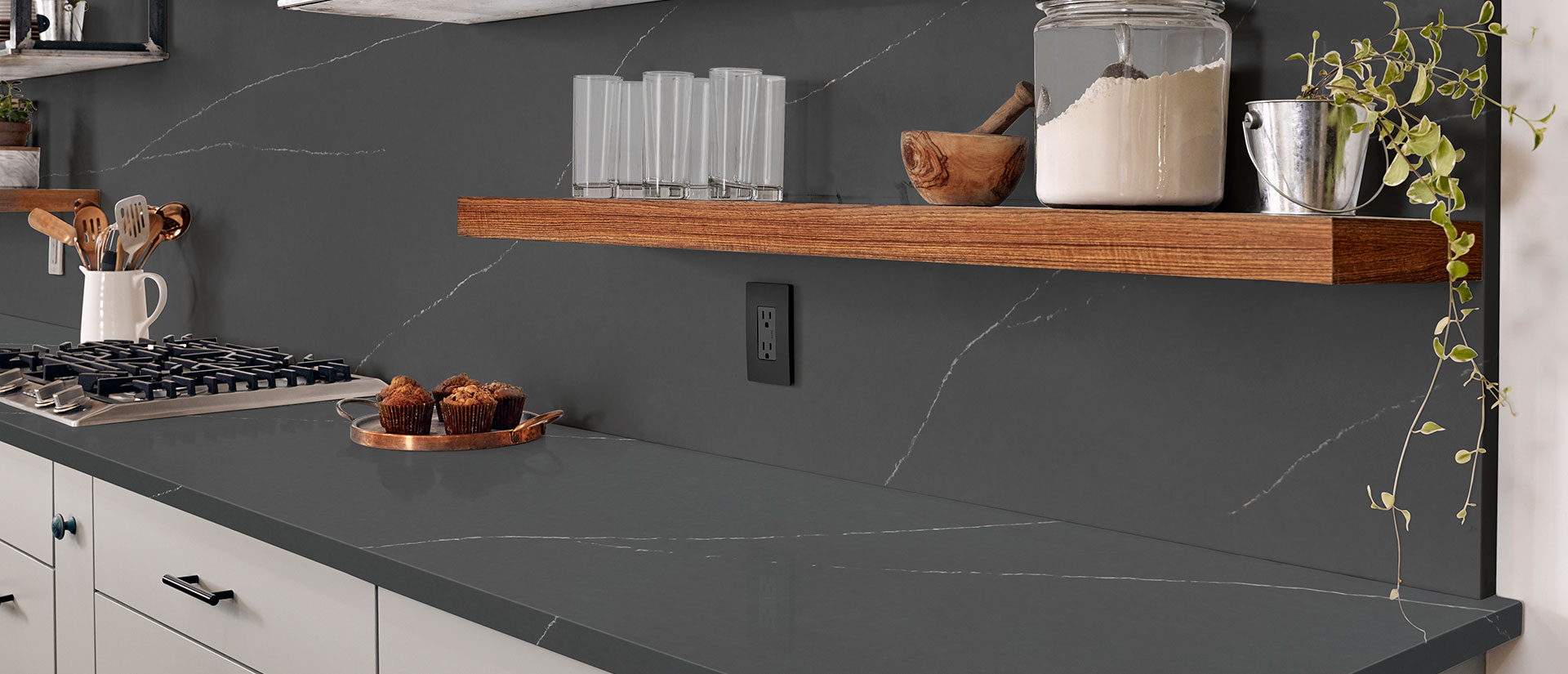 Soapstone Metropolis Quartz countertop in a sleek and contemporary kitchen