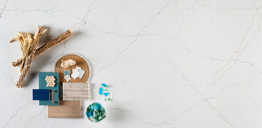 Calacatta Miraggio Seaglass Marble Look Quartz Countertops