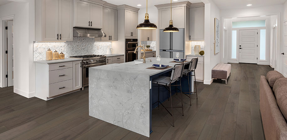 Calacatta Versailles Quartz Countertop in Kitchen Island