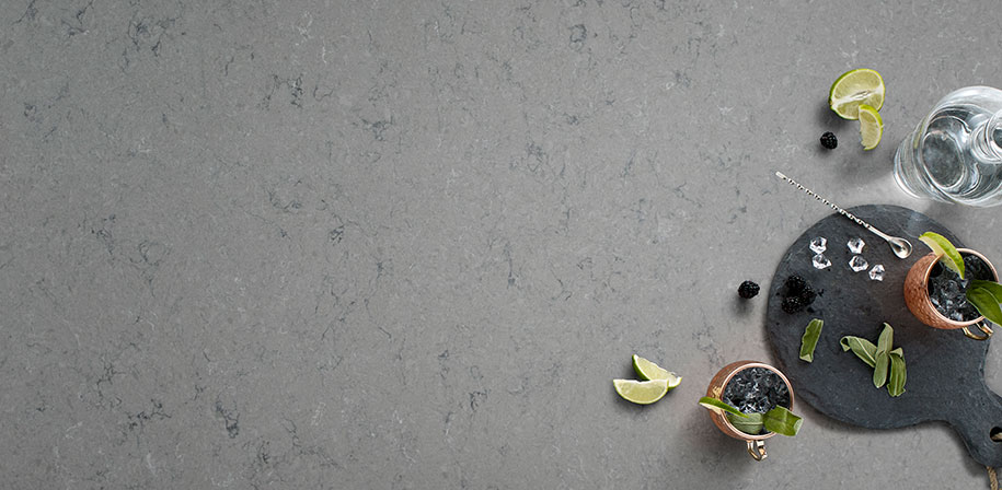Fantasy Gray Quartz Countertop Vignette