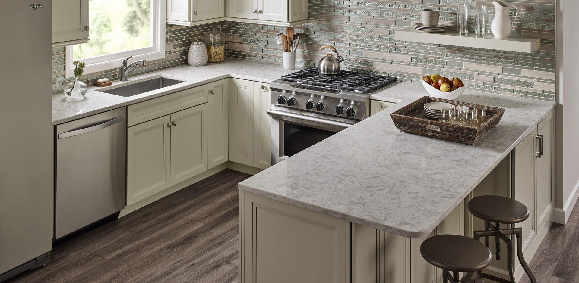 Kitchen Room Scene | Pelican White Quartz