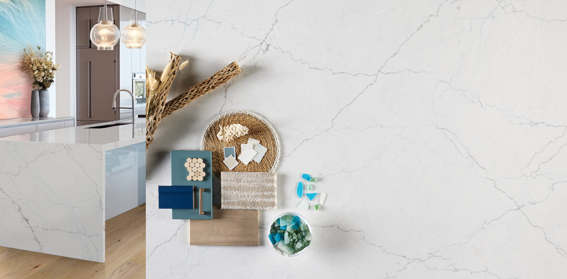 CALACATTA MIRAGGIO SEAGLASS quartz color