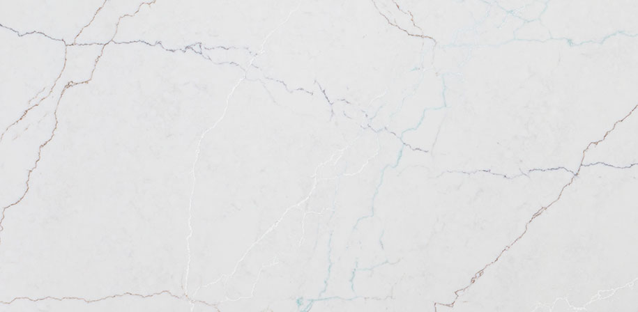 Calacatta Miraggio Seaglass Marble Look Quartz Closeup