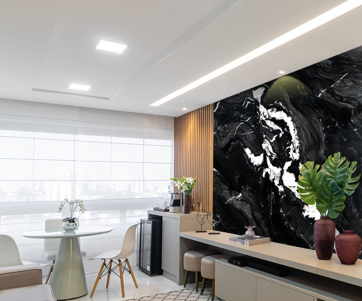 Andes Black Quartzite Wall in Living Room