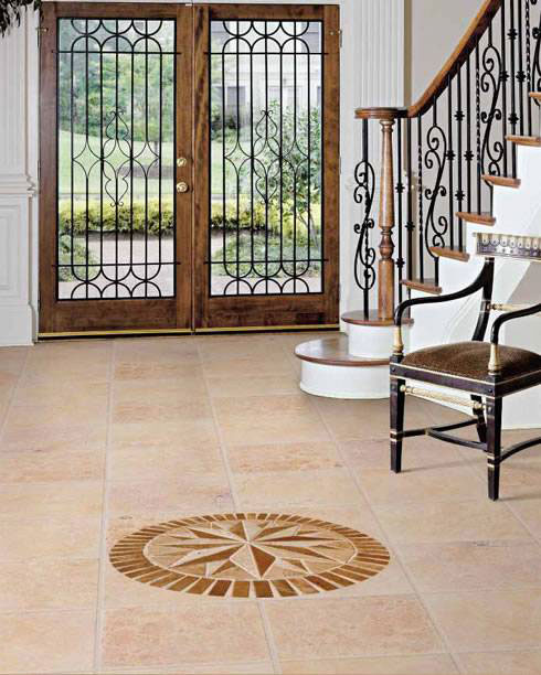 Angelica Gold Travertine Tile in living room