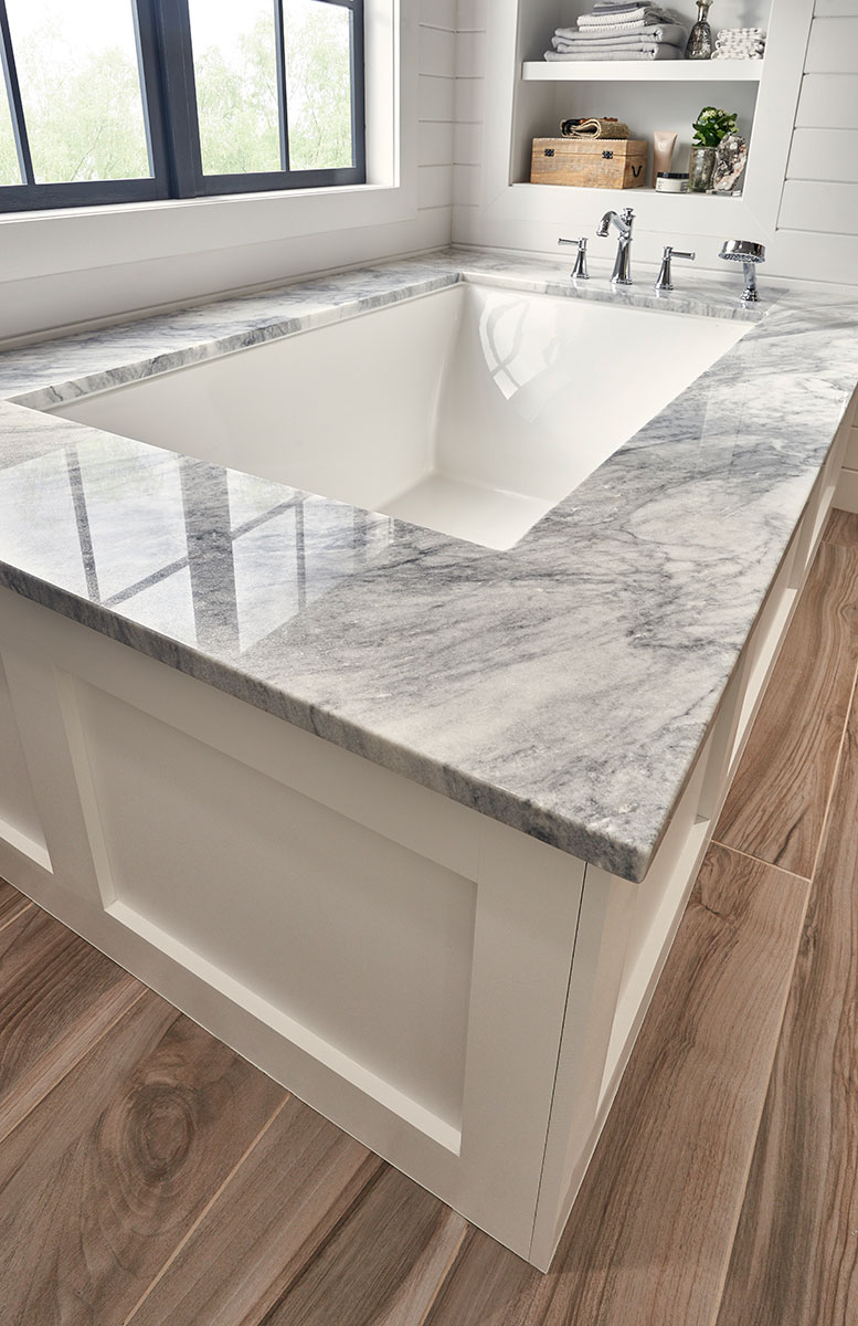 Arabescato Carrara Marble Countertop in Bathroom