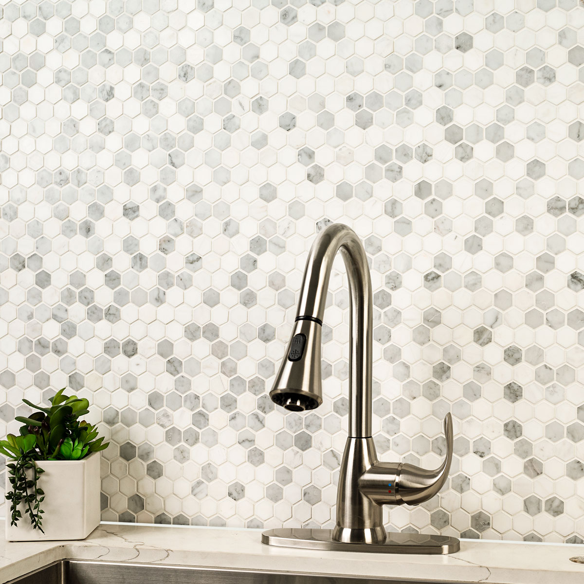 Bianco Dolomite Tibi Polished Tile wall in bathroom