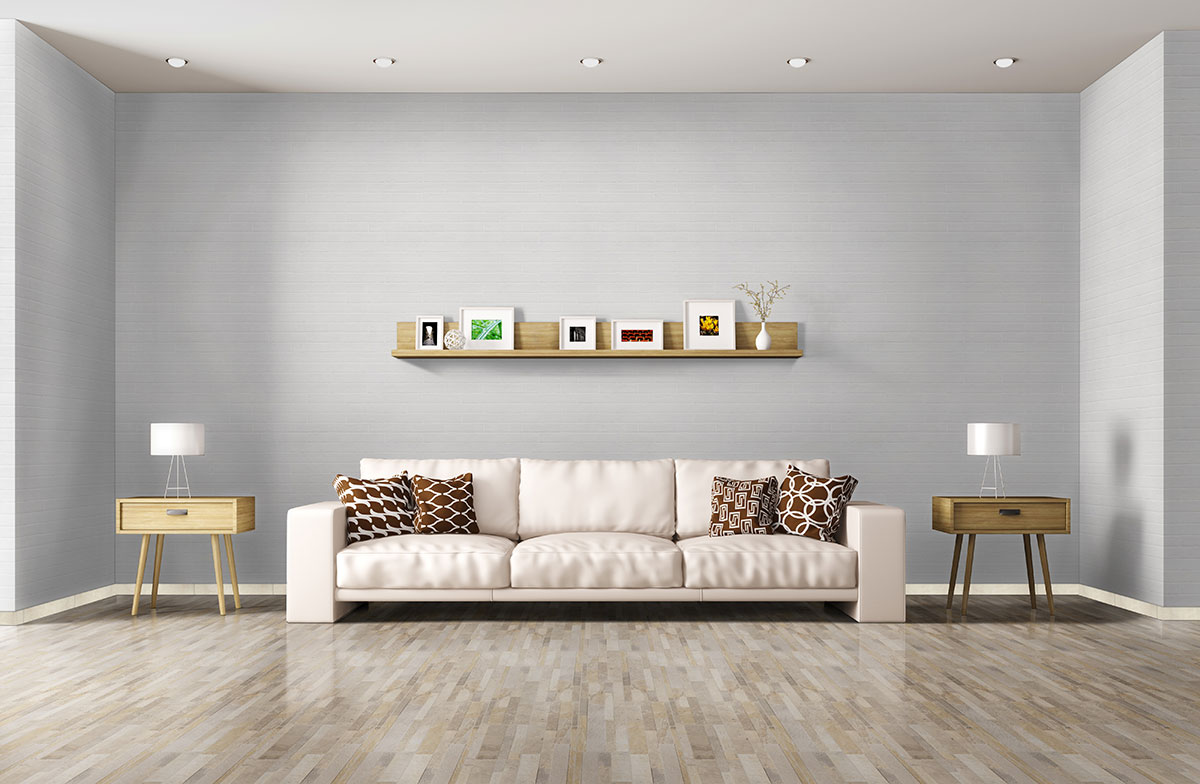 Brickstone White 2x10 Brick Tile wall in living room