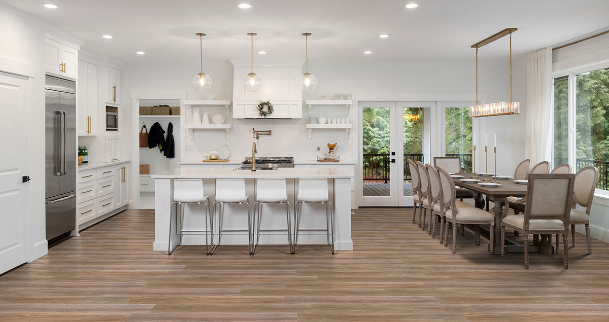 Kitchen with Brockton Hybrid Rigid Core flooring