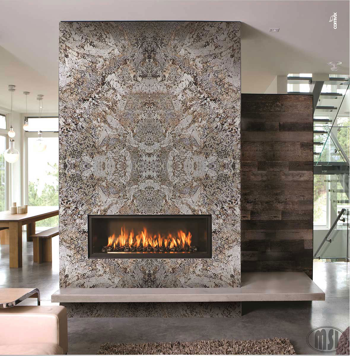  Caravelas Gold Granite Countertop in Fireplace