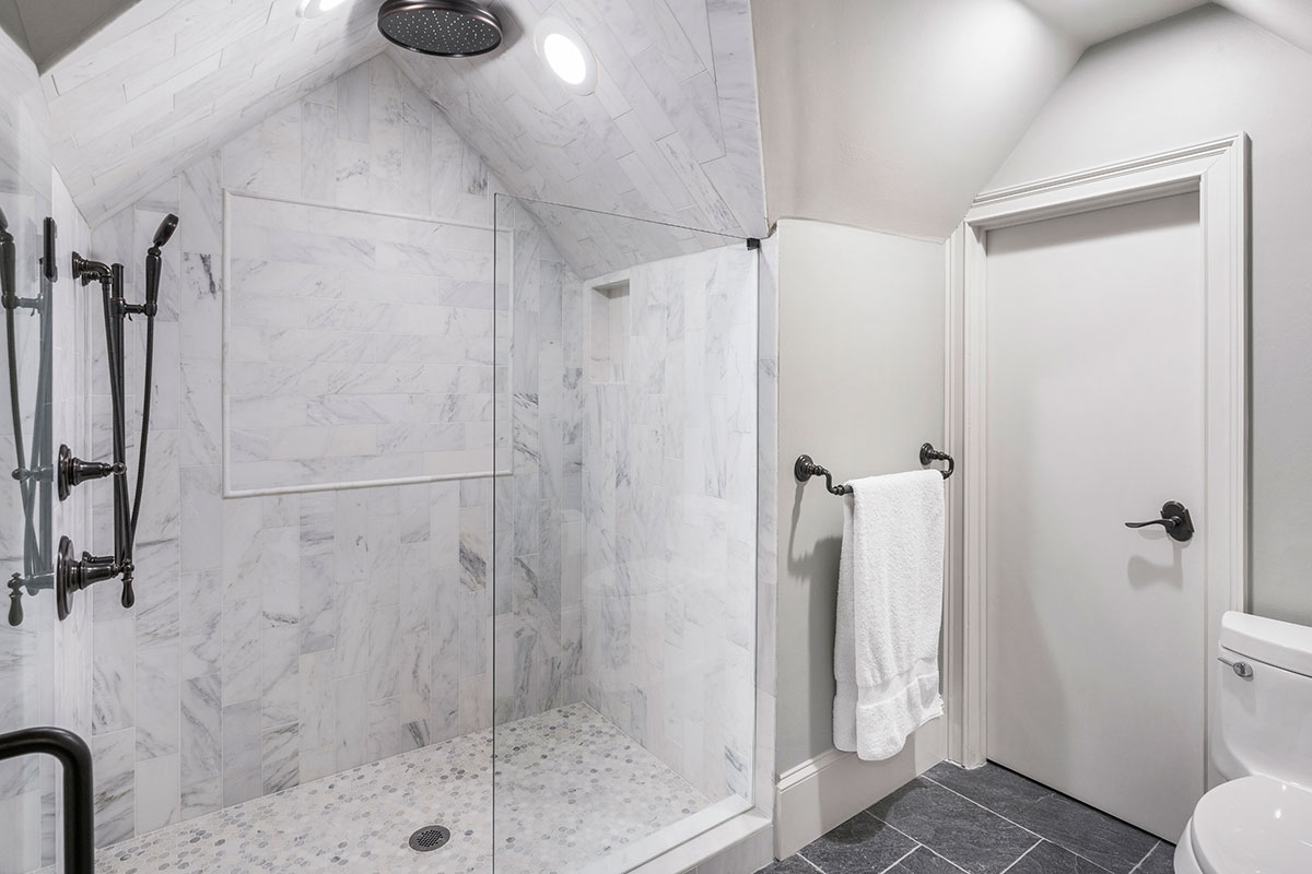 White Carrara Marble Wall in Shower Surrounds