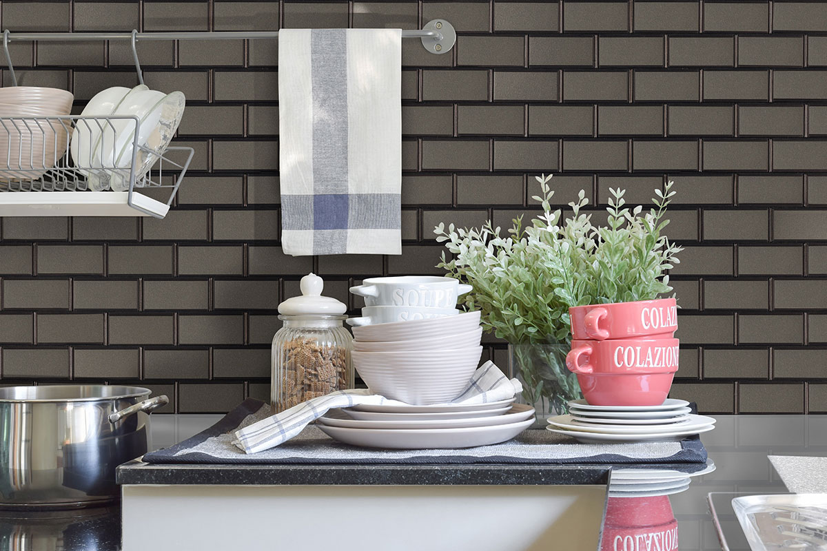 Crisson Bevel Subway Tile wall in kitchen
